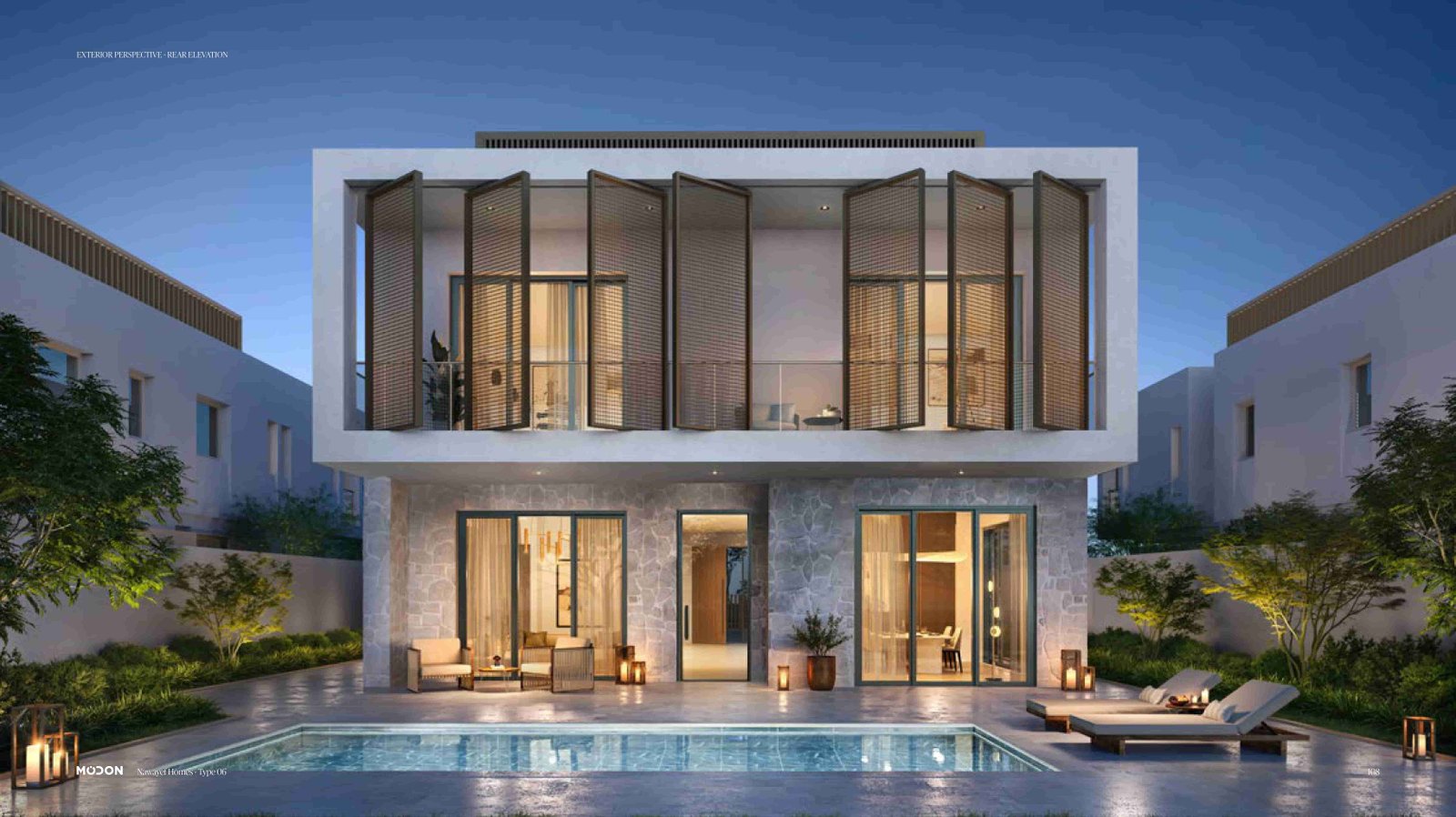 Private pool and garden at Nawayef West Hill Abu Dhabi showcasing luxury outdoor living space